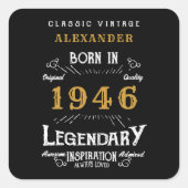 Personalized 80th Birthday Add Name 1946 Legend Vierkante Sticker (Voorkant)