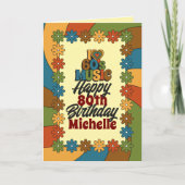 Personalized 80th Birthday Retro I Love 60s Music Kaart (Voorkant)