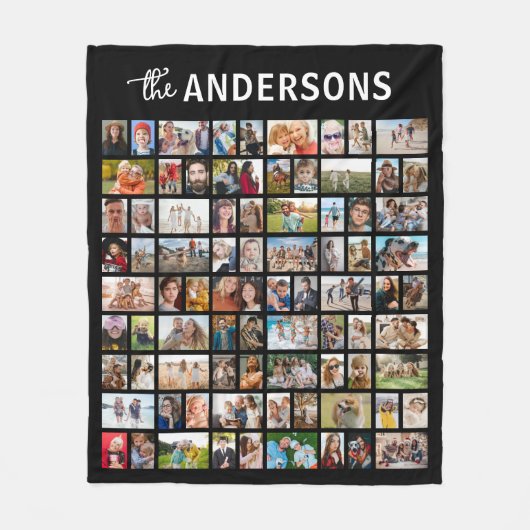 Personalized 81 Photo Collage Black Fleece Deken (Voorkant)