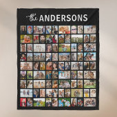Personalized 81 Photo Collage Black Fleece Deken