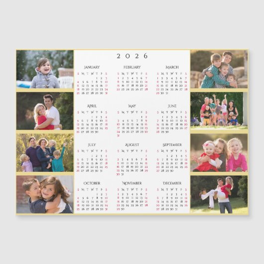 Personalized 8 Photo Collage 2026 Family Calendar (Voorkant)