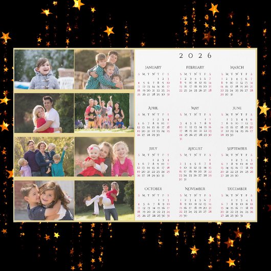 Personalized 8 Photo Collage Family 2026 Calendar