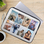 Personalized 8 Photo Collage Modern white Leather Laptop Sleeve<br><div class="desc">Showcase your favorite memories in style with this elegant photo collage design featuring a white leather background. The layout displays multiple photos in a clean grid, creating a modern and timeless look that highlights your most special moments together. The rich leather texture adds a sophisticated touch, making it perfect for...</div>