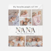 Personalized 8 Photo Floral Alphabet Nana  Fleece Deken (Voorkant)