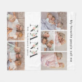 Personalized 8 Photo Floral Alphabet Nana  Fleece Deken (Voorkant (Horizontaal))