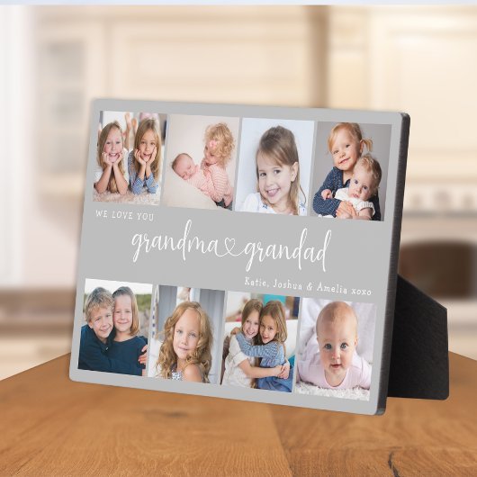 Personalized 8 Photo Grandparents We Love you Fotoplaat