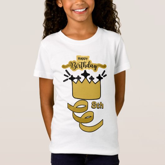  Personalized 8th Birthday King Crown Design T-shirt (Voorkant)