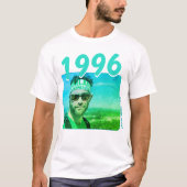 Personalized 90s Birthday Shirt, Neon Blue Photo T-shirt (Voorkant)