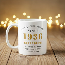 Personalized 90th Birthday 1936 Add Name Elegant Koffiemok