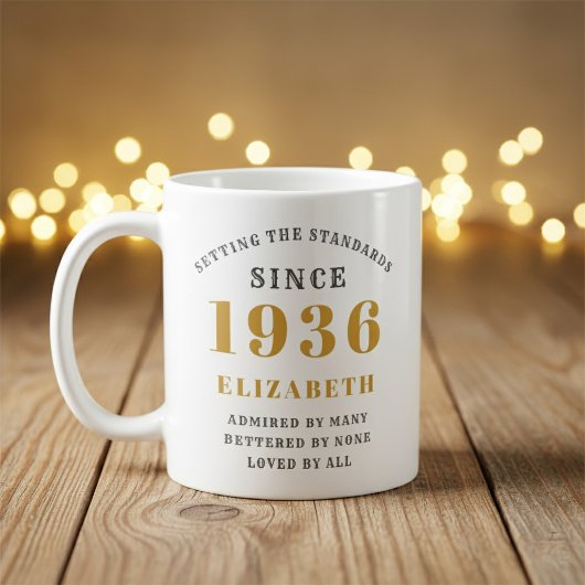 Personalized 90th Birthday 1936 Add Name Elegant Koffiemok