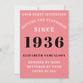 Personalized 90th Birthday 1936 Add Your Name Pink Kaart (Voorkant)