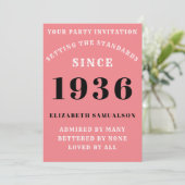 Personalized 90th Birthday 1936 Add Your Name Pink Kaart (Staand voorkant)