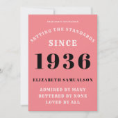 Personalized 90th Birthday 1936 Add Your Name Pink Kaart (Voorkant)