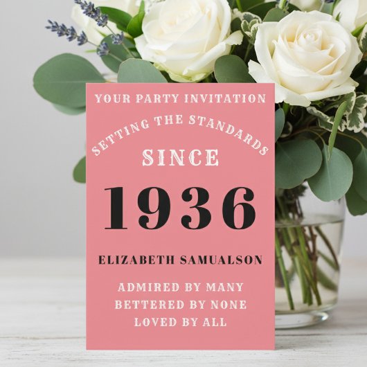 Personalized 90th Birthday 1936 Add Your Name Pink Kaart