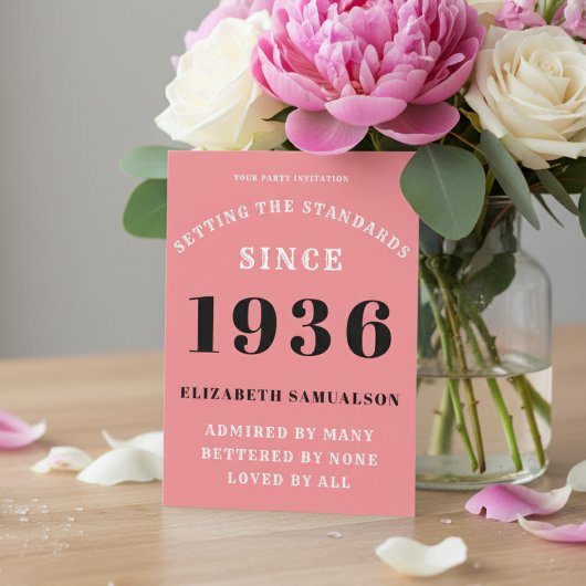 Personalized 90th Birthday 1936 Add Your Name Pink Kaart