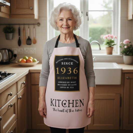 Personalized 90th Birthday Cook Chef Baker Pink Schort