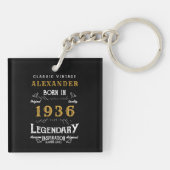 Personalized 90th Birthday Legend 1936 Vintage Sleutelhanger (Achterkant)