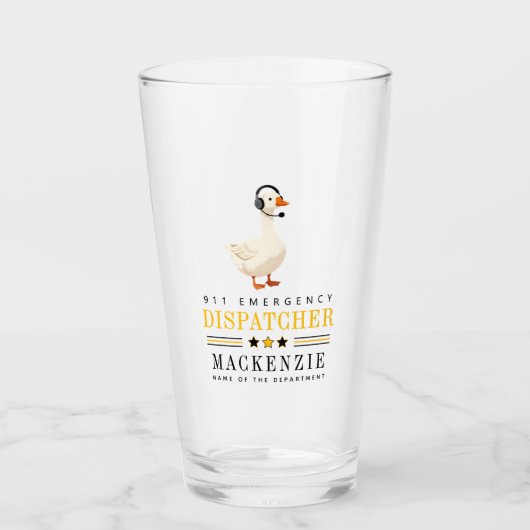 Personalized 911 Dispatcher Goose With Headset Glas (Voorkant)