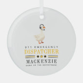 Personalized 911 Dispatcher Goose With Headset Glas Ornament (Voorkant)