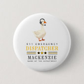 Personalized 911 Dispatcher Goose With Headset Ronde Button 5,7 Cm (Voorkant)