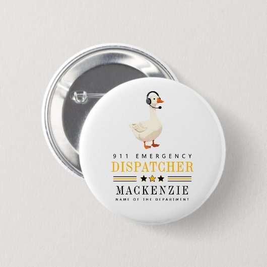 Personalized 911 Dispatcher Goose With Headset Ronde Button 5,7 Cm (Voorkant /achterkant)