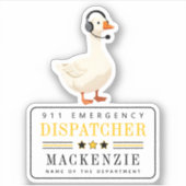 Personalized 911 Dispatcher Goose With Headset Sticker (Voorkant)