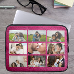 Personalized 9 Photo Collage Modern Pink Leather Laptop Sleeve<br><div class="desc">Showcase your favorite memories in style with this elegant photo collage design featuring a Pink leather background. The layout displays multiple photos in a clean grid, creating a modern and timeless look that highlights your most special moments together. The rich leather texture adds a sophisticated touch, making it perfect for...</div>