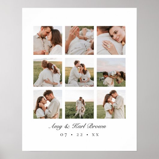Personalized 9 Photo Couples Collage Poster (Voorkant)