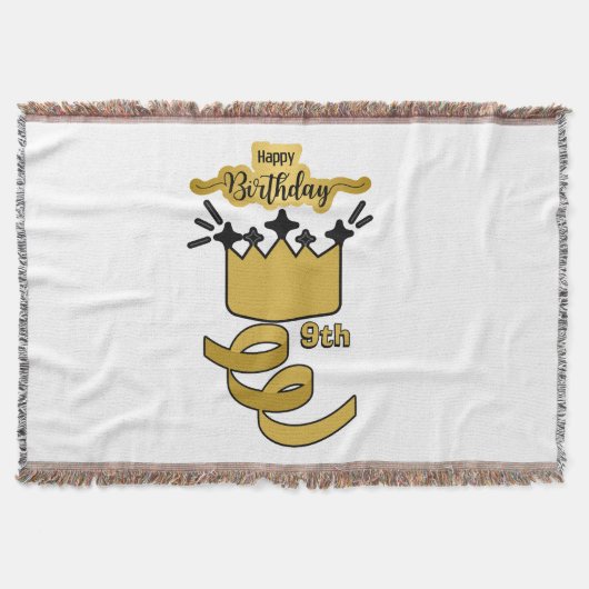  Personalized 9th Birthday King Crown Design Deken (Voorkant)