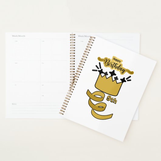 Personalized 9th Birthday King Crown Design Planner (Display)