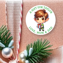 Personalized a Gift for You Christmas Gift Tags  Ronde Sticker