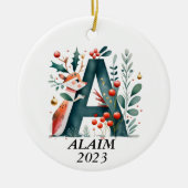 Personalized "A" Initial Christmas Ornament (Voorkant)