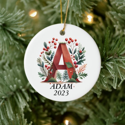 Personalized "A" Initial Christmas Ornament (Boom)