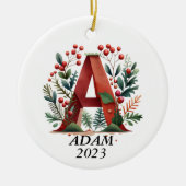 Personalized "A" Initial Christmas Ornament (Voorkant)