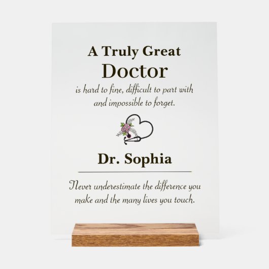Personalized A Truly Great Doctor Appreciation  Acryl Bord (Voorkant)