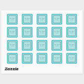 Personalized Abstract Blue & White Vierkante Sticker (Vel)