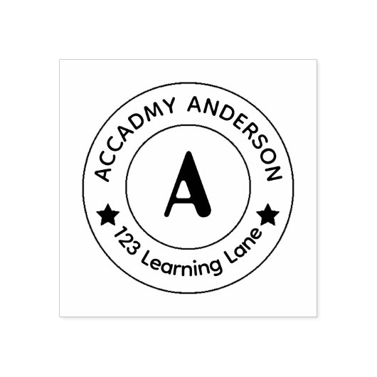 Personalized Academic Initial A Round Seal Stamp Rubberstempel (Afrduk)