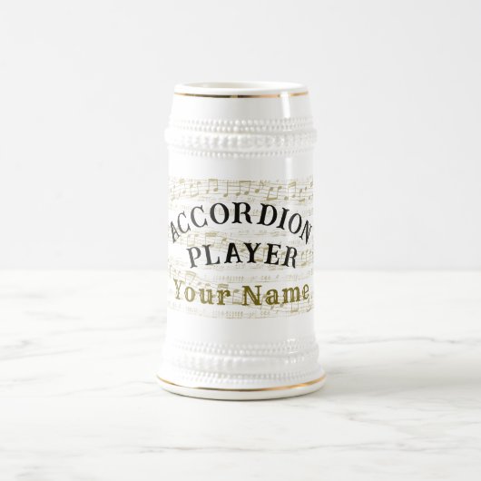 Personalized Accordion player beer stein mug Bierpul (Center)