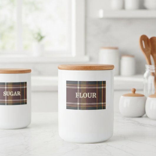 Personalized Adhesive Jar Label - Brown and Plum  Voedselcontainer Etiket