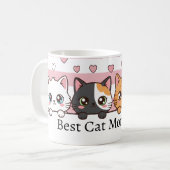 Personalized Adorable Cartoon Cat Coffee Cup Koffiemok (Voorkant links)