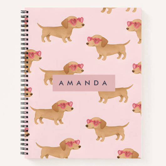 Personalized Adorable Dachshund Dog Notitieboek (Voorkant)
