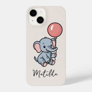 Personalized Adorable Elephant with Balloon Phone iPhone 14 Hoesje