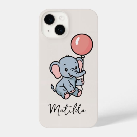 Personalized Adorable Elephant with Balloon Phone  iPhone Hoesje (Achterkant)