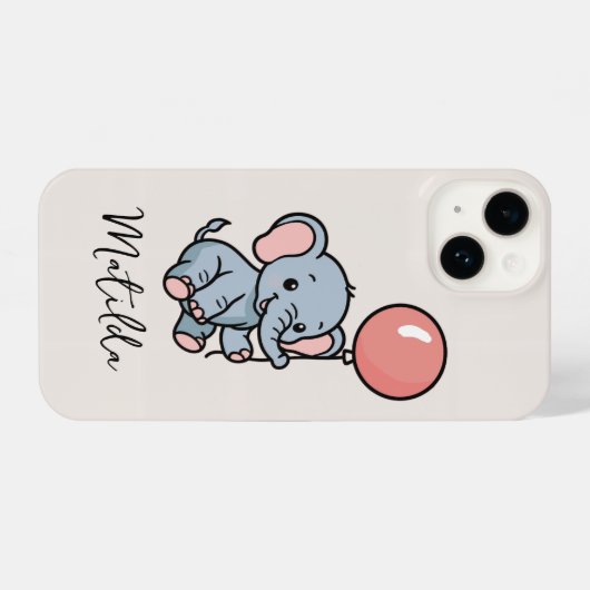 Personalized Adorable Elephant with Balloon Phone iPhone Hoesje (Achterkant horizontaal)