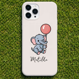 Personalized Adorable Elephant with Balloon Phone  iPhone 14 Hoesje