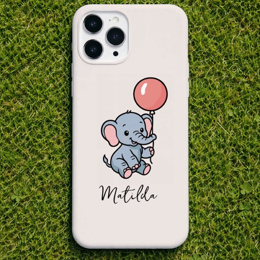 Personalized Adorable Elephant with Balloon Phone iPhone Hoesje
