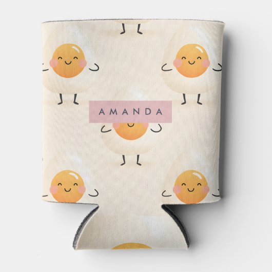 Personalized Adorable Kawaii Smiling Egg Blikjeskoeler (Voorkant)