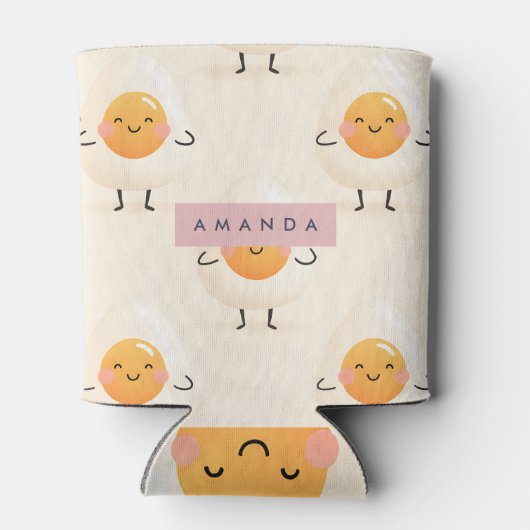 Personalized Adorable Kawaii Smiling Egg Blikjeskoeler (Achterkant)