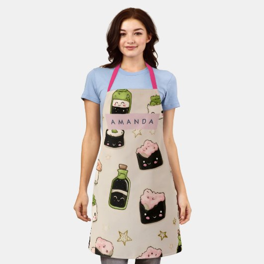 Personalized Adorable Sushi and Soy Sauce Pattern Schort (Gedragen)