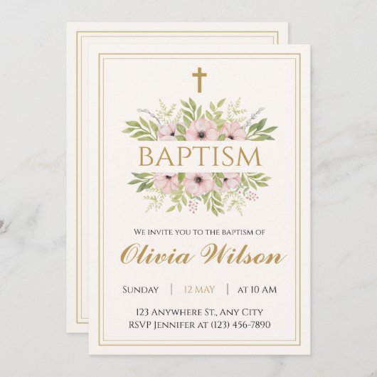 Personalized Adult Baptism Invitation Kaart (Voorkant / Achterkant)